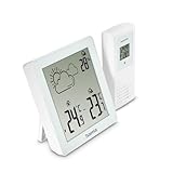 Hama Stazione meteo (con sensore esterno, termometro interno ed esterno, igrometro interno ed esterno, previsioni meteo con simboli, da appoggiare e appendere, batterie incluse