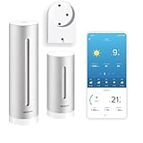 Netatmo Stazione Meteo con Sensore Esterno Wireless con supporto a parete, Termometro, Igrometro, Barometro, Sonometro, Qualità dell'aria, Compatibile con Amazon Alexa, Apple e Google, NWS-AMZ