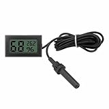 Fasizi Termometro e igrometro digitale 2 in 1 con schermo LCD integrato con esterno per incubatrice per rettili, acquario, pollame - nero