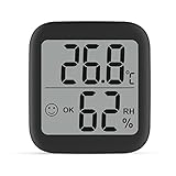 Termometro digitale per ambienti igrometro per interni - misuratore di umidità, monitor della temperatura, ampio display LCD con indicatore icona comfort per casa, garage, cantina, serra, Nero