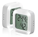 Vinabo 2 Pezzi Igrometro Termometro Digitale, Mini Termoigrometro, Portatile Igrometro Digitale ad Alta Precisione,Termometro Interno, Adatto per Dispositivi di Misurazione per Serre, Casa e Ufficio