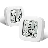 Flintronic Igrometro Termometro per Interni, 2 Pezzi Mini LCD Digitale Thermometer con Emoji, per Casa Monitor di Temperatura e Umidità per Ambienti, per Casa, Ufficio, Rettile, Asilo Nido