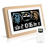 Stazione Meteo con Sensore Esterno, Stazione Meteorologica con Sensore Esterno, Stazione Barometrica con Sensore Esterno Display a Colori, Previsioni del Tempo, Barometro