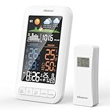 Vexloria Stazione Meteo Wireless Con Sensore Esterno, Termometro Da Interno, Igrometro Da Interno Con Visualizzazione Della Temperatura, Previsioni Meteo, Sveglia, Versione Di Aggiornamento Bianco