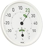 TFA Dostmann Termoigrometro analogico 45.2045.02 per Interni ed Esterni, con Zone di Comfort Colorate, Bianco, Lunghezza 130 x Larghezza 20 x Altezza 165 mm