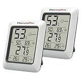 ThermoPro TP50 Igrometro Digitale Termometro Interno Termometro Dell'atmosfera e Indicatore Di Umidità con Monitor di Umidità e Temperatura, 2 Pezzi