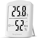 Hoyiours Termometro Ambiente Interno, Igrometro Termometro con l'Icona di Conforto,Monitor di Temperatura e umidità per Ufficio, Casa, Garage,Stanza del Bambino (Bianco)