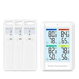 Ankilo Termometro Ambiente Interno con 3 Sensori da Esterno, Wireless Termometro Digitale Igrometro Umidità Casa 100m Range with Retroilluminazione, Icona Comfort Tendenza