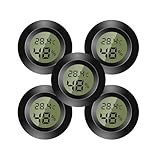 5PCS Mini Termometro Ambiente Interno Digitale, Igrometro Digitale, Monitor di Temperatura e Umidità per casa, asilo nido, incubatrice per chitarra Rettili Serra per auto, Nero