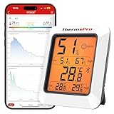 ThermoPro Termoigrometro per Casa TP350, Termometro Bluetooth per Serra da Interni Monitor Fino a 80m, Sensore di Temperatura Misuratore di Umidità Retroilluminato con Esportazione Dati per 2 Anni