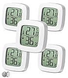 Jissta 5 Pezzi Mini Igrometro Termometro Digitale, Monitor di Temperatura e Umidità,Igrometro Digitale Misuratore Umidità per Casa, Ufficio, Rettile,Bianca,Serra and Seminterrato