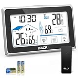 Stazione Meteo, Stazione Meteo con Sensore Esterno e 5 AAA Batterie, Termometro Igrometro Digitale con LCD Display per Misura Interno Esterno Temperatura e Umidita