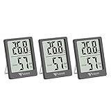 DOQAUS Igrometro Digitale Termometro Interno, [3 Pezzi] Termometro Ambiente Interno con Livello di Comfort,Mini Termoigrometro,Accurato Monitor Temperatura e umidità per Casa, Ufficio, Serra(Grigio)