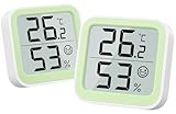 NOKLEAD Termometro Misuratore di umidità Interno Mini igrometro Monitor Dispositivo di misurazione della temperatura ambiente con icona facciale Indicatore di comfort (2, Verde, 5cm)