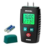 Misuratore di Umidità, EWM03 Rilevatore di Igrometro a Pin con 5 Modalità, Display LCD con Retroilluminazione Verde, Rilevatori di Umidità per Legno e Materiali da Costruzione.