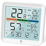 NOKLEAD Igrometro Termometro per interni - Misuratore di umidità digitale per ambienti Misuratore di temperatura accurato Registrazioni max/min, Touch LCD con orologio retroilluminato