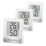 ThermoPro TP49-3 Pezzi Mini Igrometro Termometro Digitale Termoigrometro da Interno per Casa Monitor di Temperatura e umidità per Ambienti con Livello di Comfort, Bianco