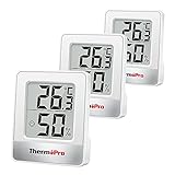 ThermoPro TP49-3 Piccolo Igrometro Digitale Termometro Interno Termometro Dell'atmosfera Monitor di Temperatura e Umidometro per il Comfort Home Office Termometro di Rettile, 3 Pezzi