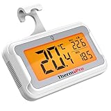 ThermoPro Termometro per Frigorifero con Ampio Display LCD Retroilluminato Termometro Freezer e Congelatore Impermeabile con Registrazione Max/Min Termometro Frigorifero Magnetiche e Supporto
