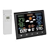 TFA Dostmann stazione meteo con sensore esterno con display VA Contrast, 35.1171, termometro e igrometro per interni/esterni, previsioni meteo, allarme temperatura, orologio, nero