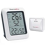 ThermoPro Termometro Ambiente Interno Esterno Digitale Wireless Trasmissione 60 Metri con Sensore Esterno Igrometro Misuratore di Temperatura e umidità per Casa Ufficio Scuola TP60S