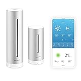Netatmo Stazione meteo intelligente: WiFi, wireless, sensore interno ed esterno, previsioni del tempo, Amazon Alexa e Apple HomeKit, igrometro, qualità dell'aria, NWS01-EC, nero
