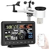 Sainlogic Stazione Meteorologica Con Sensore Esterno, Stazione Meteo WiFi, 7 in 1 Stazione Meteorologica Professionale Punto Di Accesso Pluviometro Da Giardino, Anemometro, Wunderground
