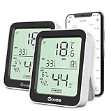 Govee Termometro Igrometro 2 Pezzi, Termoigrometro Interno Esterno Bluetooth entro 50M Digitale con App, Ambiente Misuratore di Umidità e Temperatura e Dati Conservazioni per Casa Camera Serra Garage