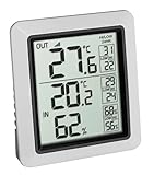 TFA Dostmann INFO termometro radio con sensore esterno, 30.3065.02, temperatura interna ed esterna, visualizzazione valori max. min., controllo del clima ambiente, misuratore di umidità, bianco