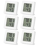SOBEAU 6 Pezzi Mini Igrometro Termometro Interno, Digitale Monitor di Temperatura e Umidometro, Termometro Igrometro Ambiente per Casa, Garage,Stanza del Bambino, Ufficio (Bianco)