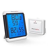 ThermoPro TP65 Termometro Igrometro Wireless per Interno Esterno Stazione Metereologica Digitale Misura umidità e Temperatura con Grande Schermo a Sfioramento e Retroilluminato