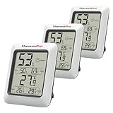 ThermoPro TP50 3 Pezzi Termometro Ambiente Interno Igrometro Digitale per Interni Monitor Misuratore di Temperatura e Umidità per Home Office Nursery Comfort Record Min e Max