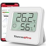 ThermoPro TP357 Termometro Ambiente 80 Metri Bluetooth Interno Ricezione con APP Termometro da Casa con Monitor Remoto Igrometro Misuratore di Temperatura e Umidità