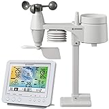 Bresser 7002581 Radio Della Stazione Meteorologica con Sensore Esterno Weather Center 5 In 1 con Display A Colori Da 5.7 Pollici E Sensore Esterno Per Temperatura, Bianco