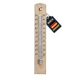 TFA Dostmann Termometro analogico per interni, 12.1004, di provenienza tedesca, alta precisione, in legno massiccio di faggio, marrone