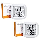 PNGOS Igrometro Digitale Termometro Ambiente Interno, 2 Pezzi Mini Termoigrometro Termometro Casa con Livello di Comfort per Camere da Letto, Ufficio, Serra