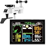 Sainlogic Professionale Stazione Meteorologica, 8-in-1 Stazione Meteo con Sensore Esterno, Termometro, Pluviometro da Giardino, Igrometro, Anemometro, Previsioni del Tempo per Fattorie (Senza WiFi)