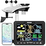 Sainlogic Stazione Meteo WiFi Intelligente SA68 Plus, Previsioni del Tempo 24/7 con IA di Weatherseed®, Avvisi tramite App/Email, Stazione Meteo Professionale, Anemometro,Archiviazione Dati per 2 Anni