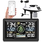 jely Stazione Meteo Professionale Wifi con App, Stazione Meteo con Sensore Esterno 7 in 1, 4 Luminosità Regolabili, Termometro, Igrometro, Anometro, Pluviometro, Barometro, Previsione del Tempo
