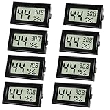 Farerkass 8 Pezzi Igrometro Ambiente Interno, Mini Termometro Digitale, Sensore Umidità con LCD per Serra, Cameretta, Cantina per Camera del Bambino, Casa, Ufficio, Camera da Letto, Cantina（Nero）