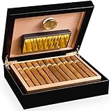 ADORINI Humidor Torino - Deluxe in nero | igrometro a capello ad alta precisione per la conservazione di 30 sigari | scatola di sigari per regolare l'umidità.