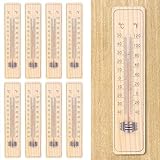 Nizirioo Termometro analogico da stanza, 8 pezzi, termometro interno in legno, resistente alle intemperie, può visualizzare temperatura ℃ e ℉, termometro in legno per interni ed esterni (da -40 a +50