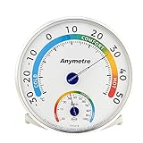 Termometro Igrometro analogico interni ed esterni, 2 in 1 igrometro umidità casa, Non sono necessarie batterie, con supporto e foro posteriore, per la stanzetta dei bambini e le serre