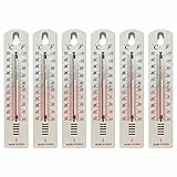 PW TOOLS Set di 6 Termometri Ambienti per Interni | Termometro da Parete | Termometro da Giardino | Misuratore di Temperatura con ?/? | per Il Giardino dell'ufficio Domestico all'aperto dell'interno